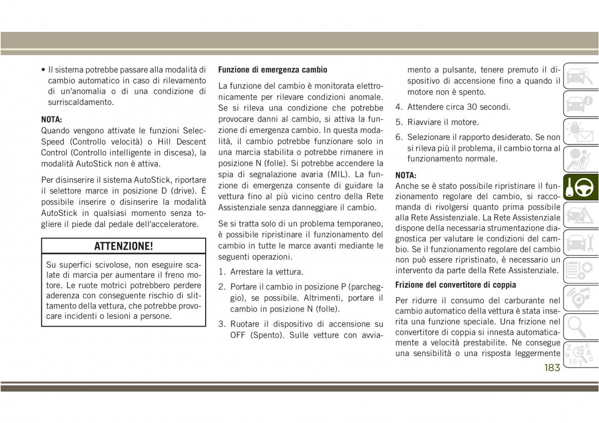 Jeep Compass II 2 manuale del proprietario / page 185