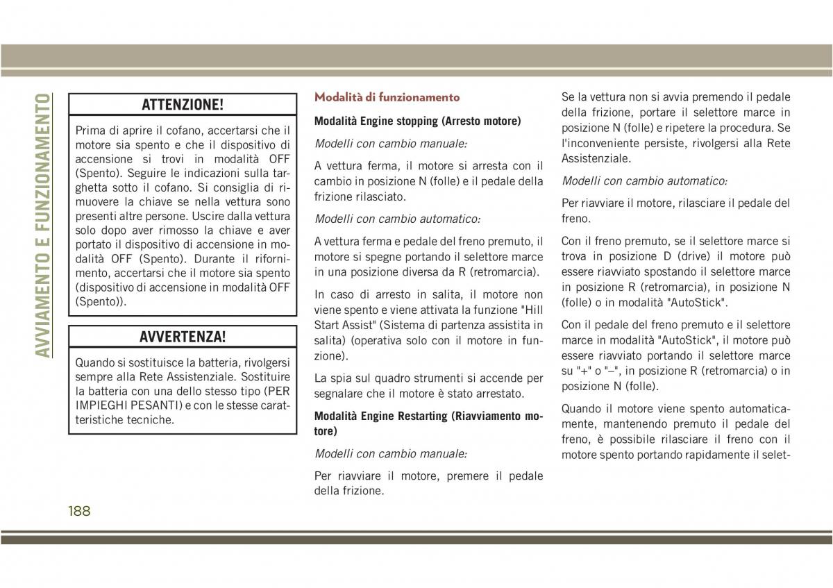 Jeep Compass II 2 manuale del proprietario / page 190