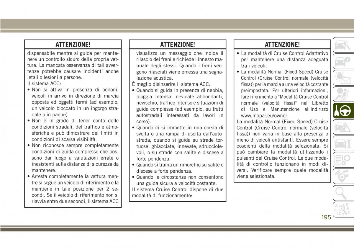 Jeep Compass II 2 manuale del proprietario / page 197