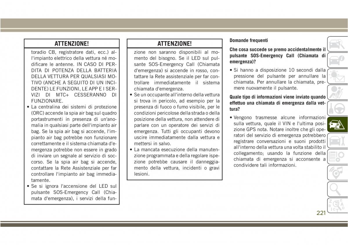 Jeep Compass II 2 manuale del proprietario / page 223