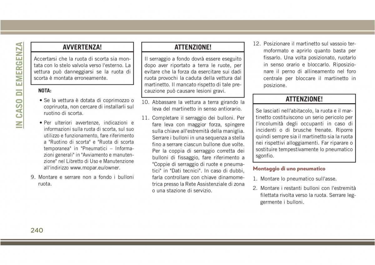 Jeep Compass II 2 manuale del proprietario / page 242