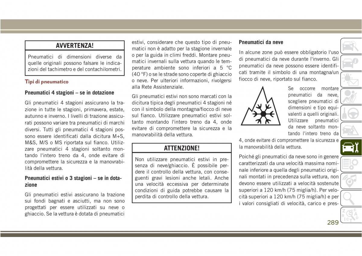 Jeep Compass II 2 manuale del proprietario / page 291