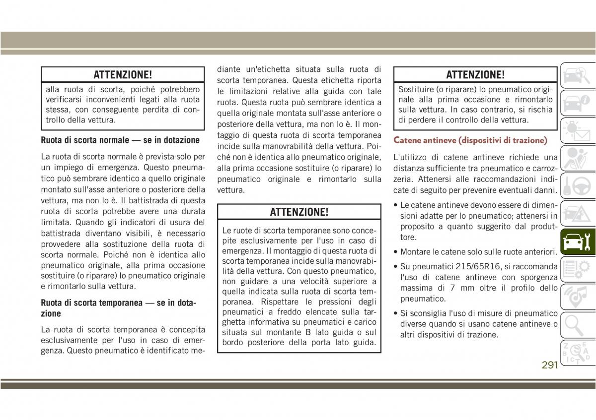 Jeep Compass II 2 manuale del proprietario / page 293