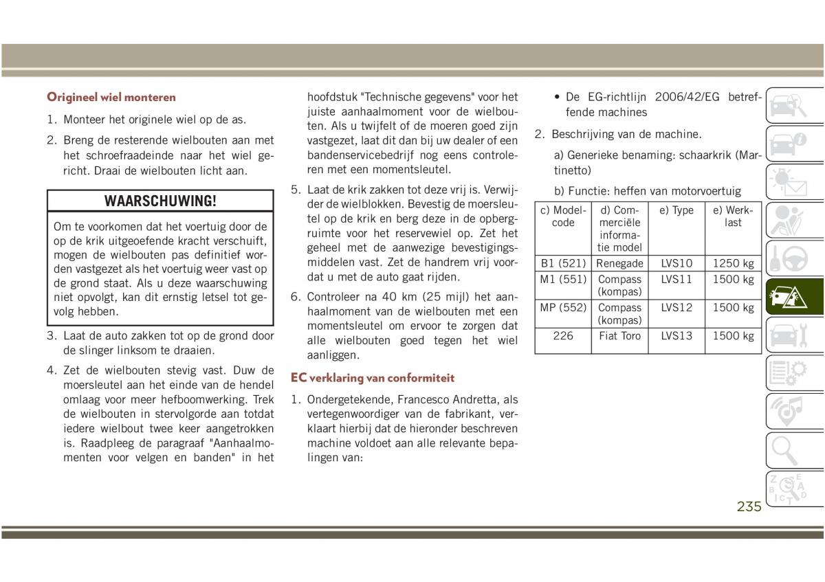 Jeep Compass II 2 handleiding / page 237