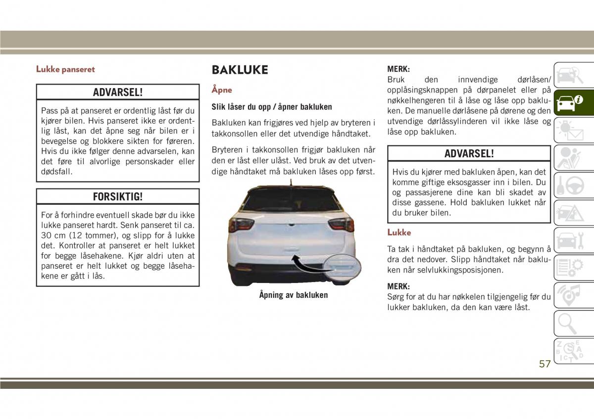 Jeep Compass II 2 bruksanvisningen / page 59