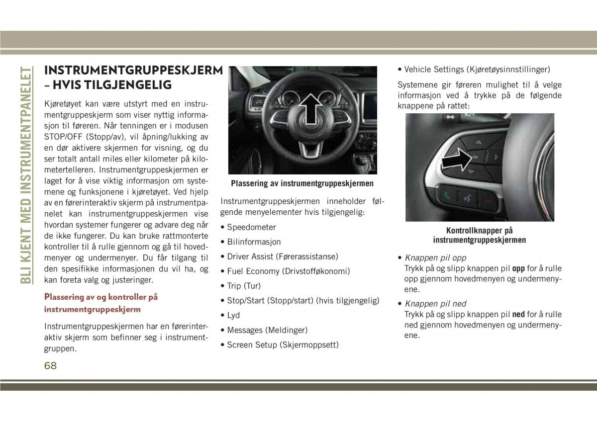 Jeep Compass II 2 bruksanvisningen / page 70