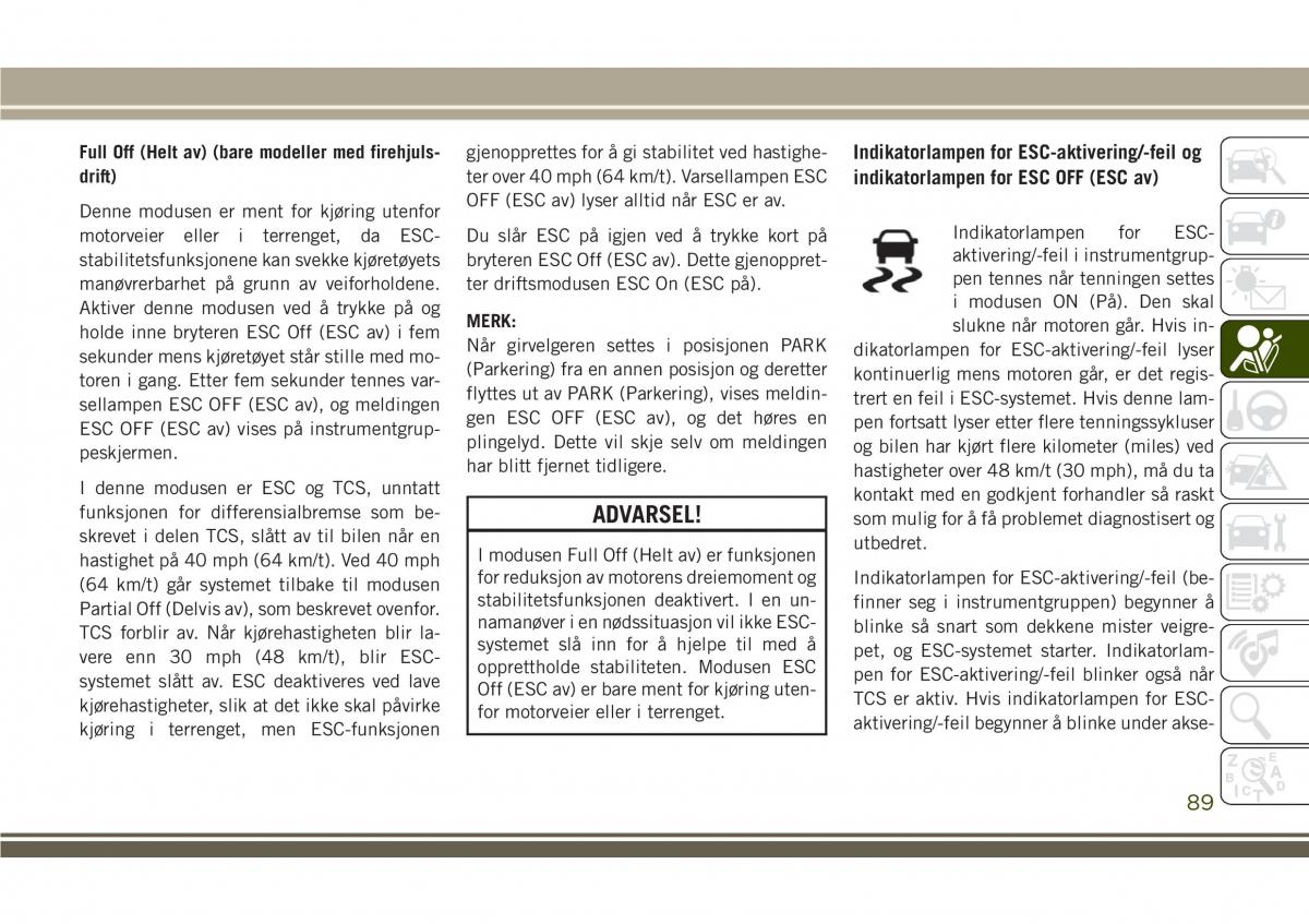 Jeep Compass II 2 bruksanvisningen / page 91