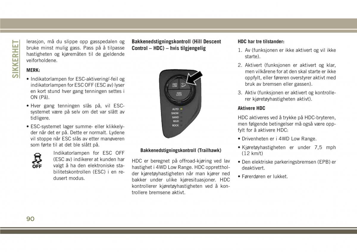 Jeep Compass II 2 bruksanvisningen / page 92