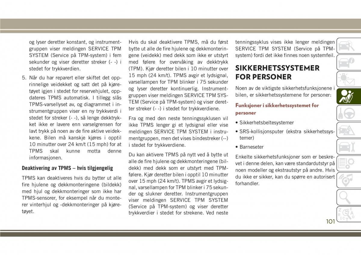 Jeep Compass II 2 bruksanvisningen / page 103