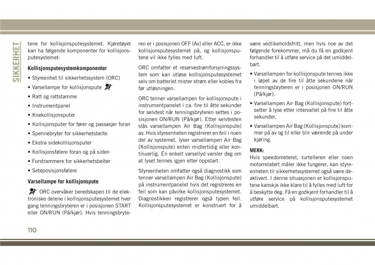 Jeep Compass II 2 bruksanvisningen / page 112