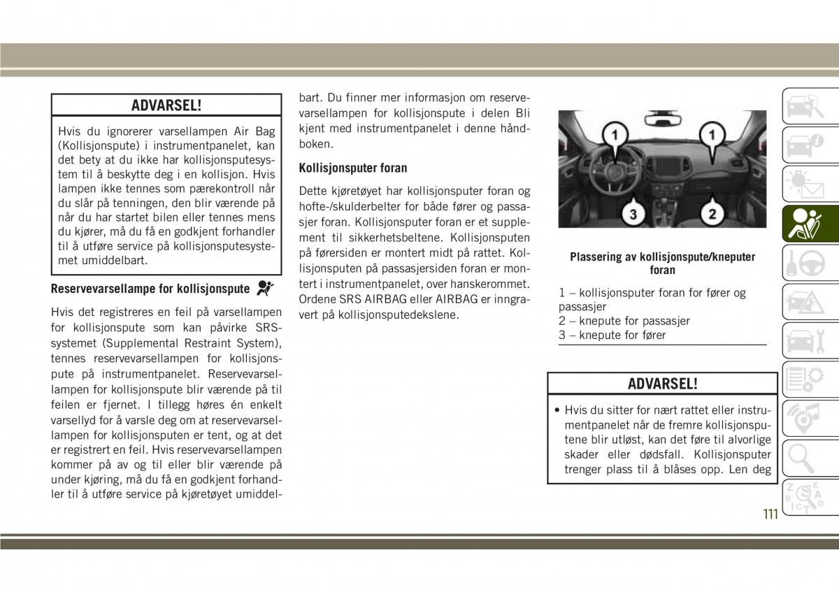 Jeep Compass II 2 bruksanvisningen / page 113