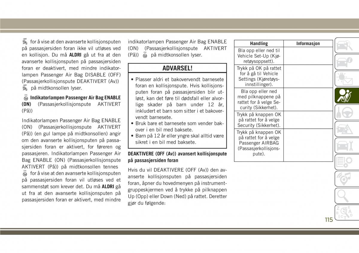 Jeep Compass II 2 bruksanvisningen / page 117