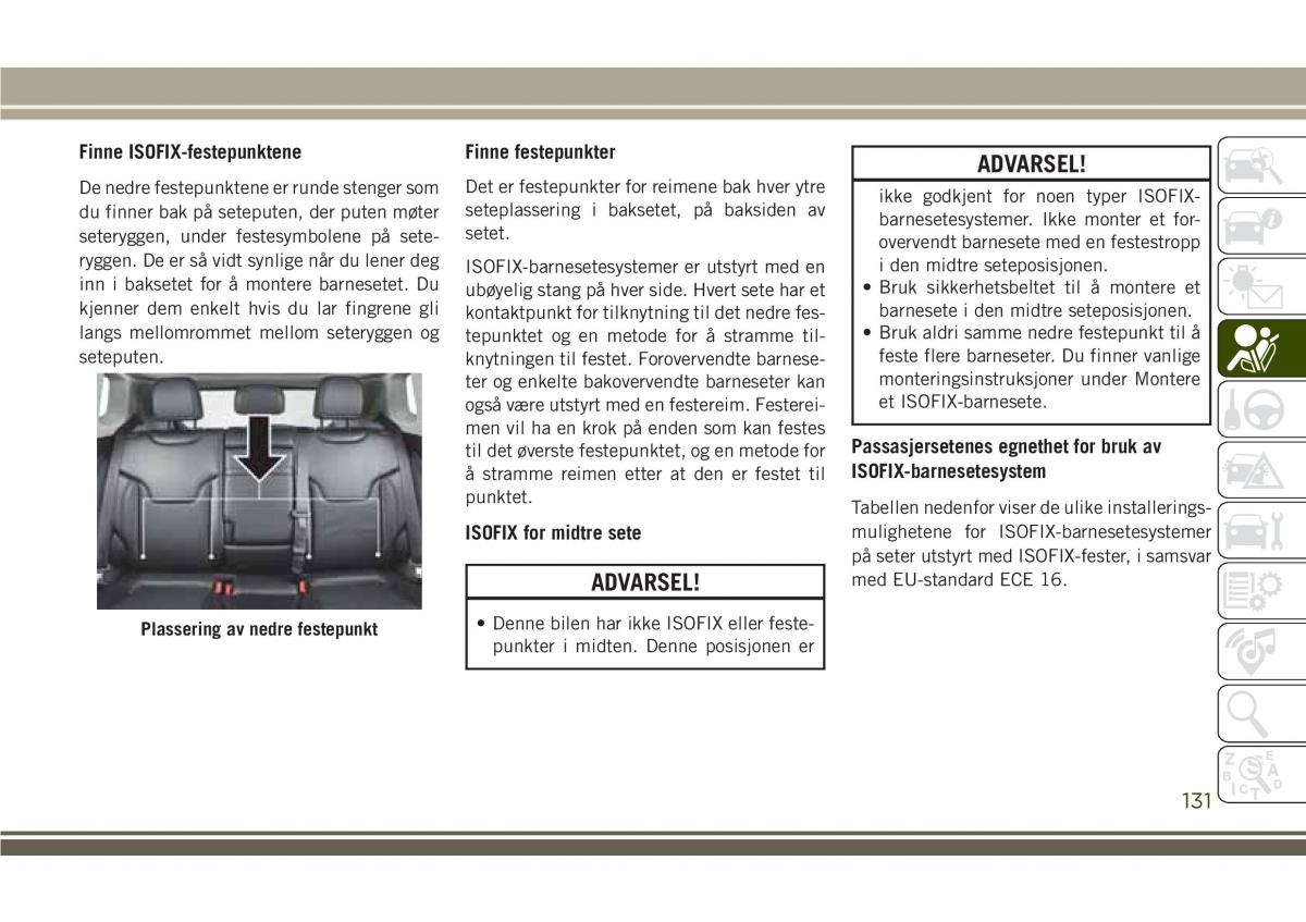 Jeep Compass II 2 bruksanvisningen / page 133