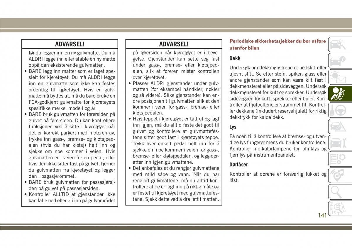 Jeep Compass II 2 bruksanvisningen / page 143