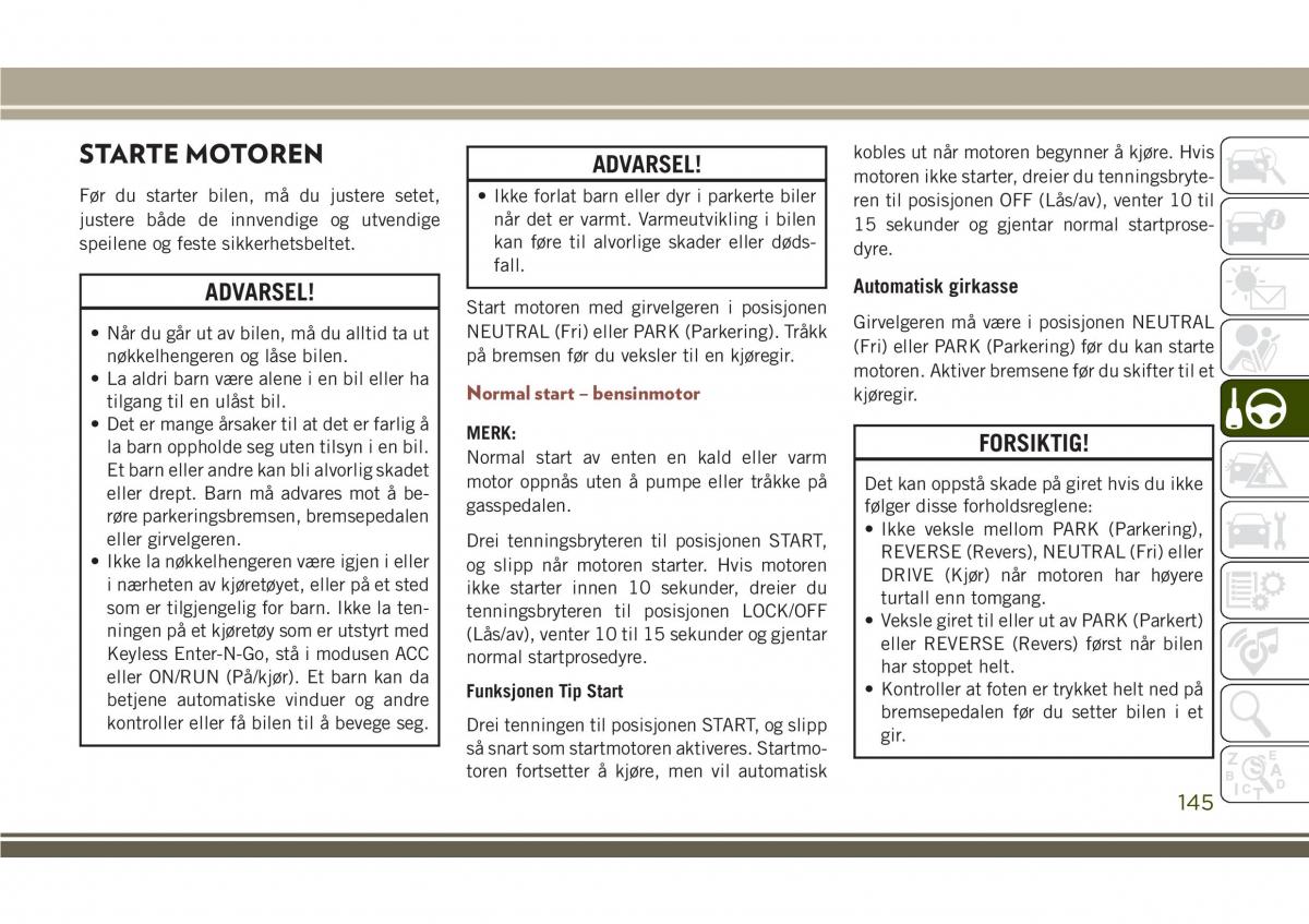 Jeep Compass II 2 bruksanvisningen / page 147