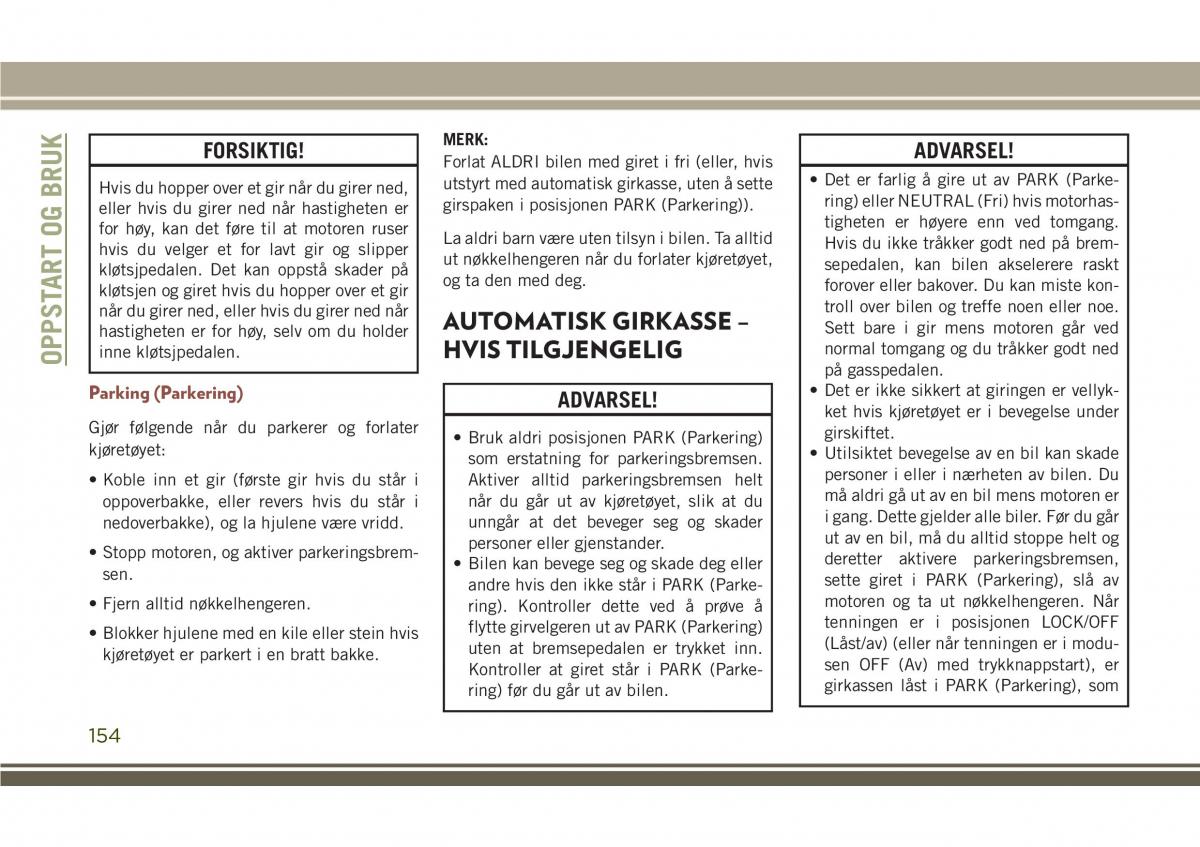 Jeep Compass II 2 bruksanvisningen / page 156