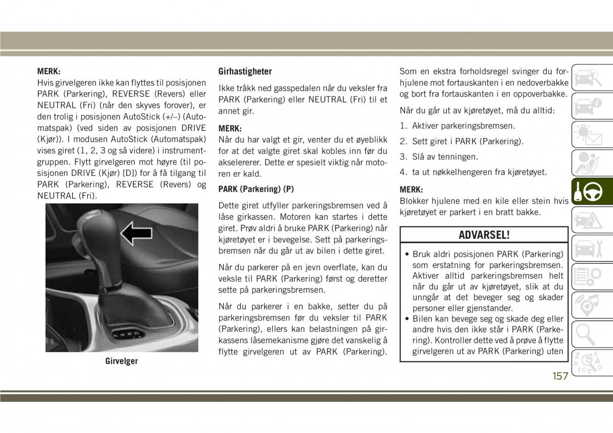 Jeep Compass II 2 bruksanvisningen / page 159