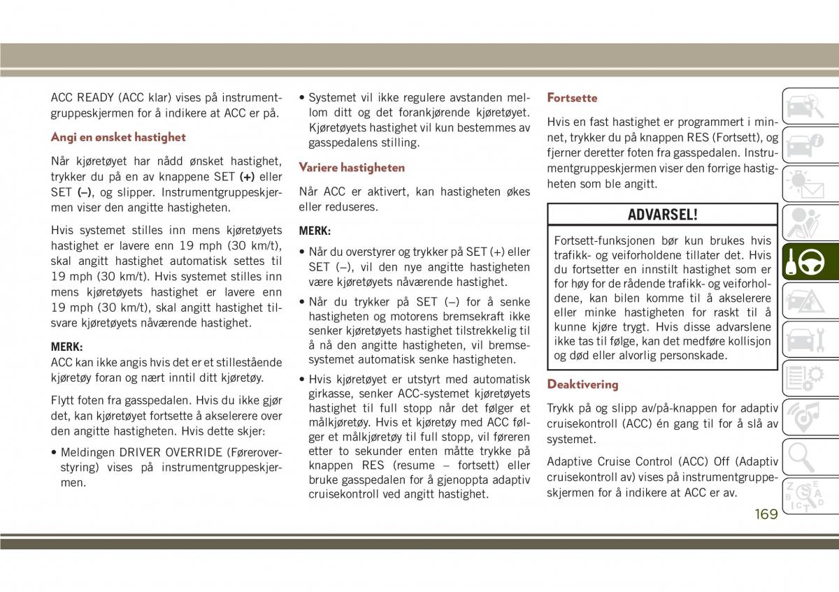 Jeep Compass II 2 bruksanvisningen / page 171