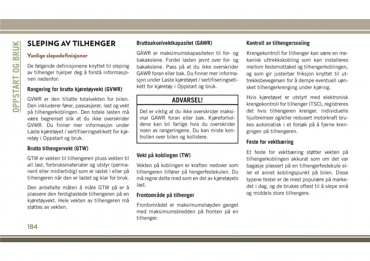 Jeep Compass II 2 bruksanvisningen / page 186