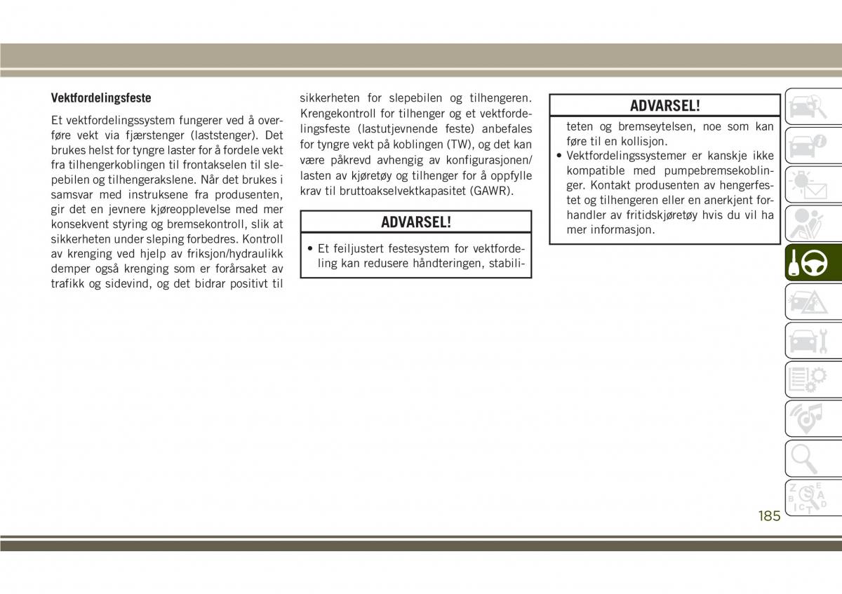 Jeep Compass II 2 bruksanvisningen / page 187