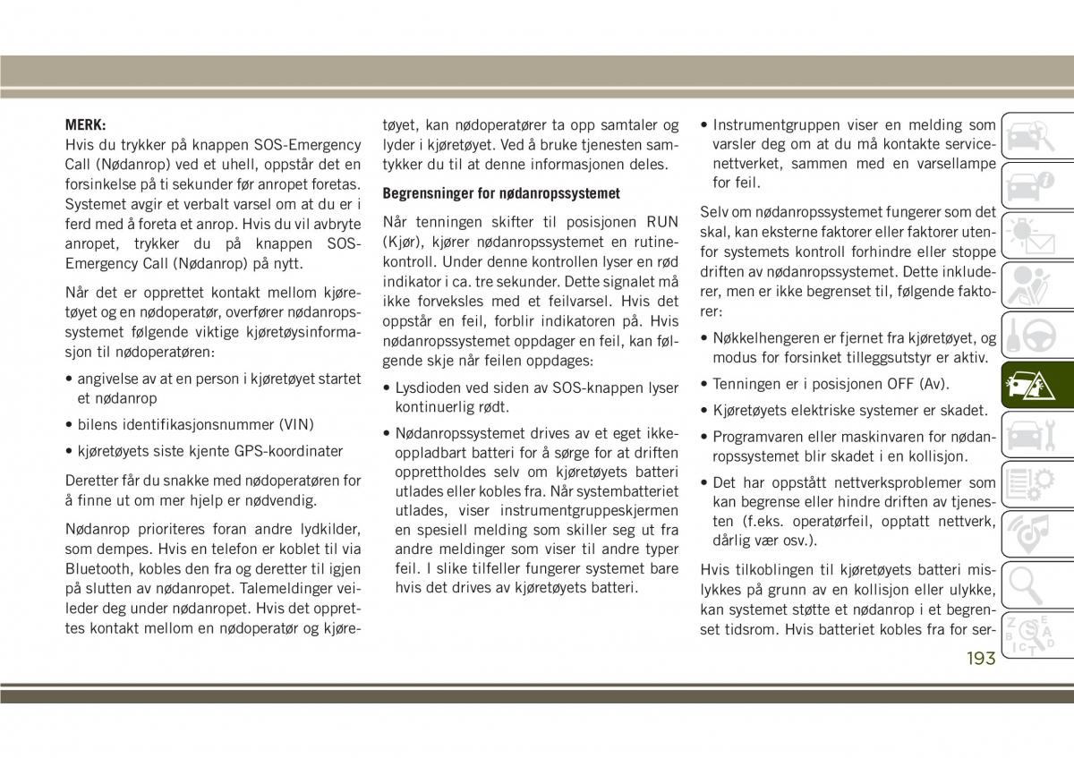 Jeep Compass II 2 bruksanvisningen / page 195