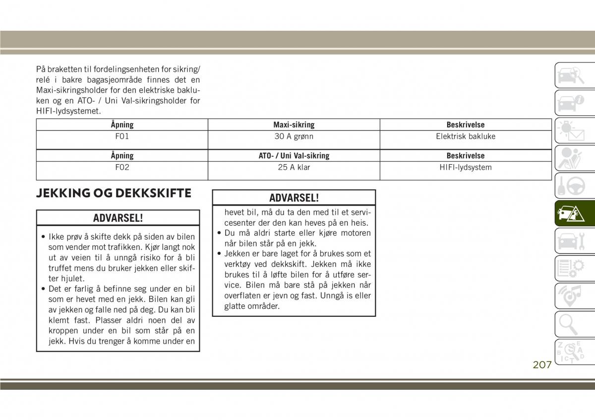 Jeep Compass II 2 bruksanvisningen / page 209