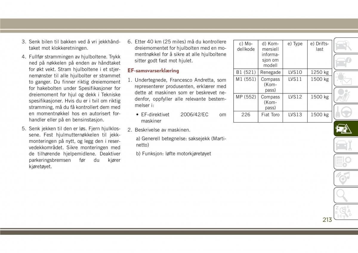 Jeep Compass II 2 bruksanvisningen / page 215