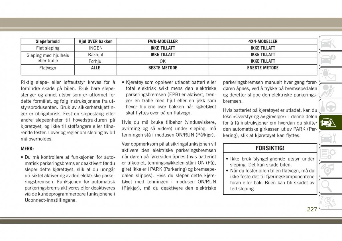 Jeep Compass II 2 bruksanvisningen / page 229