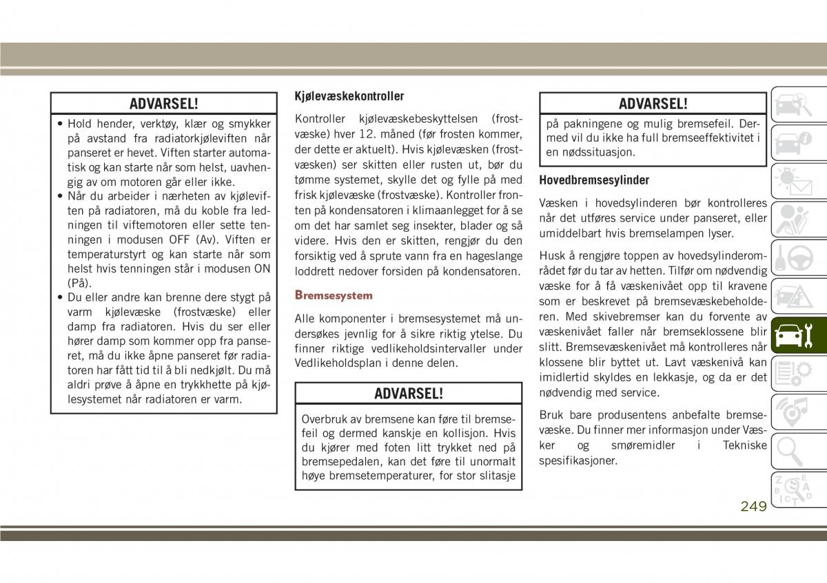 Jeep Compass II 2 bruksanvisningen / page 251