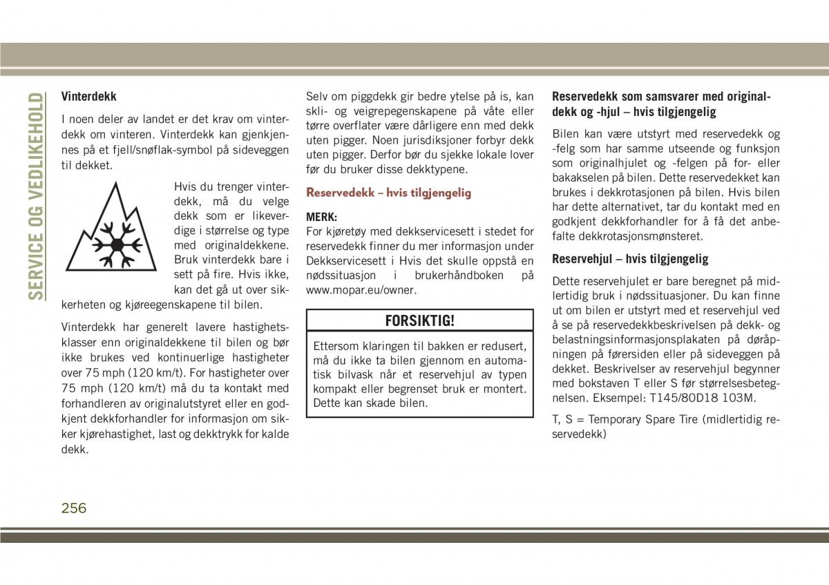 Jeep Compass II 2 bruksanvisningen / page 258