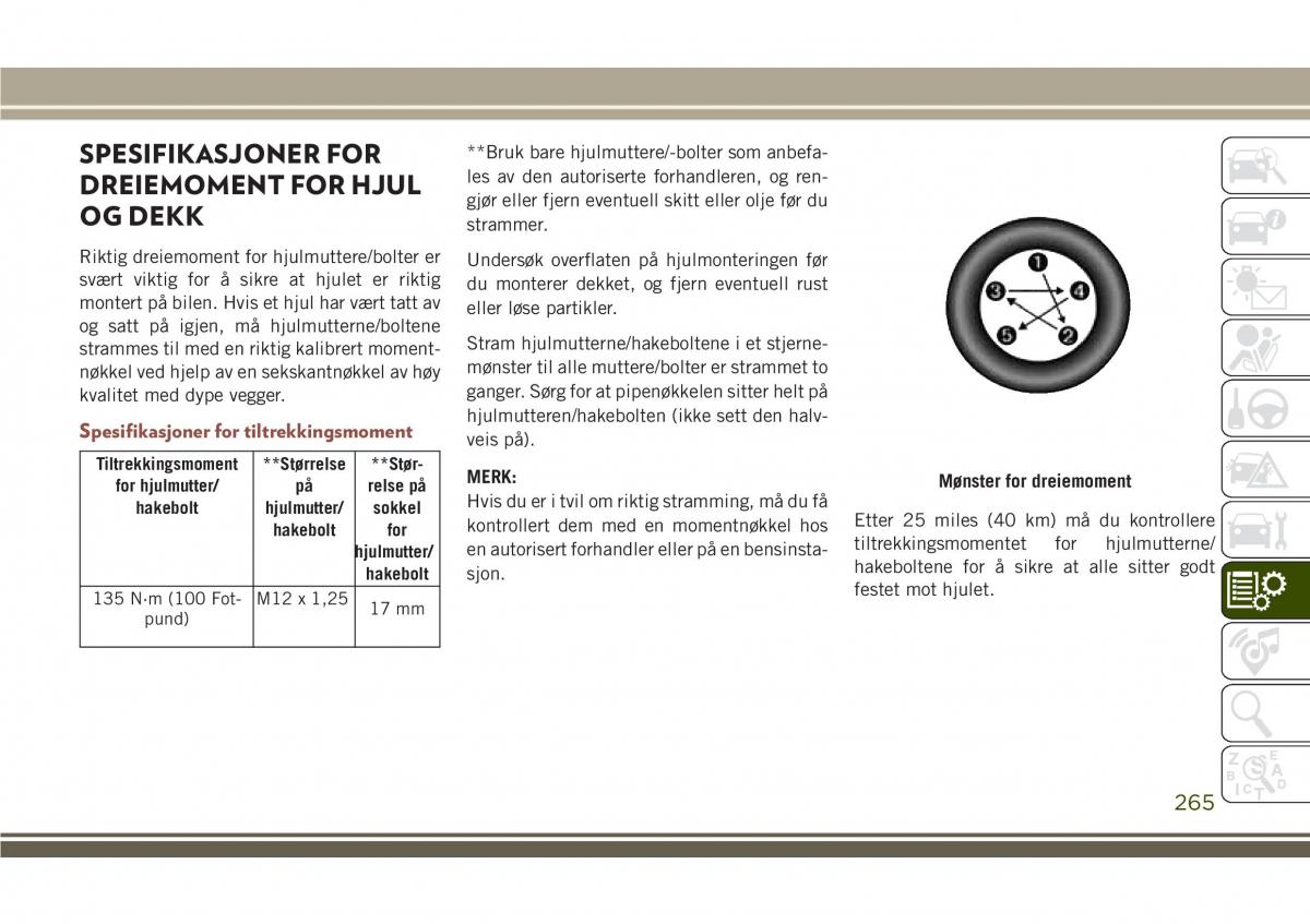 Jeep Compass II 2 bruksanvisningen / page 267