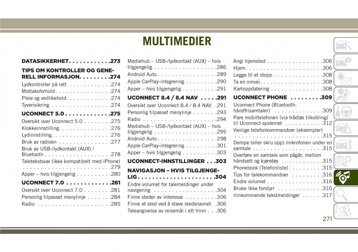 Jeep Compass II 2 bruksanvisningen / page 273