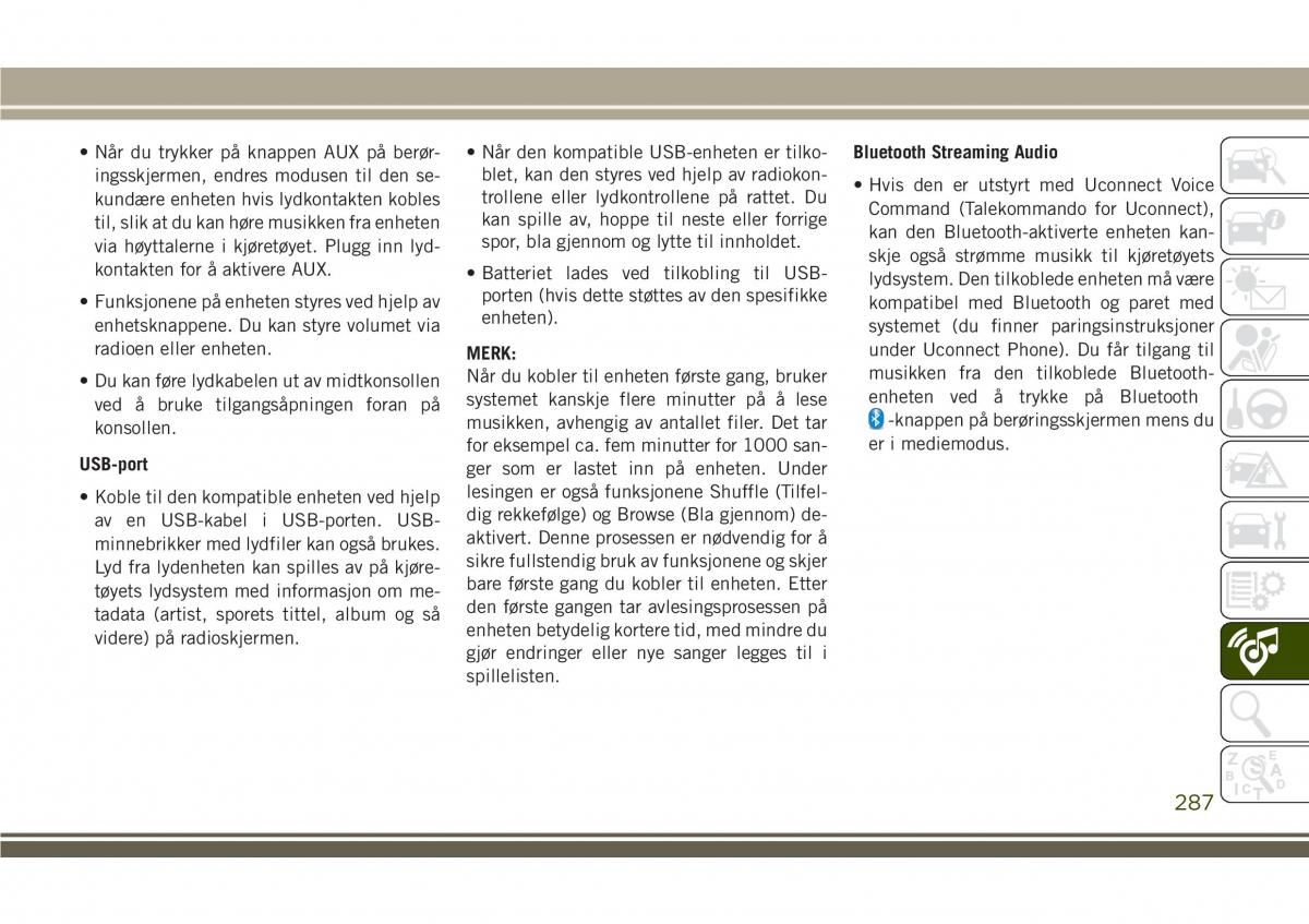 Jeep Compass II 2 bruksanvisningen / page 289