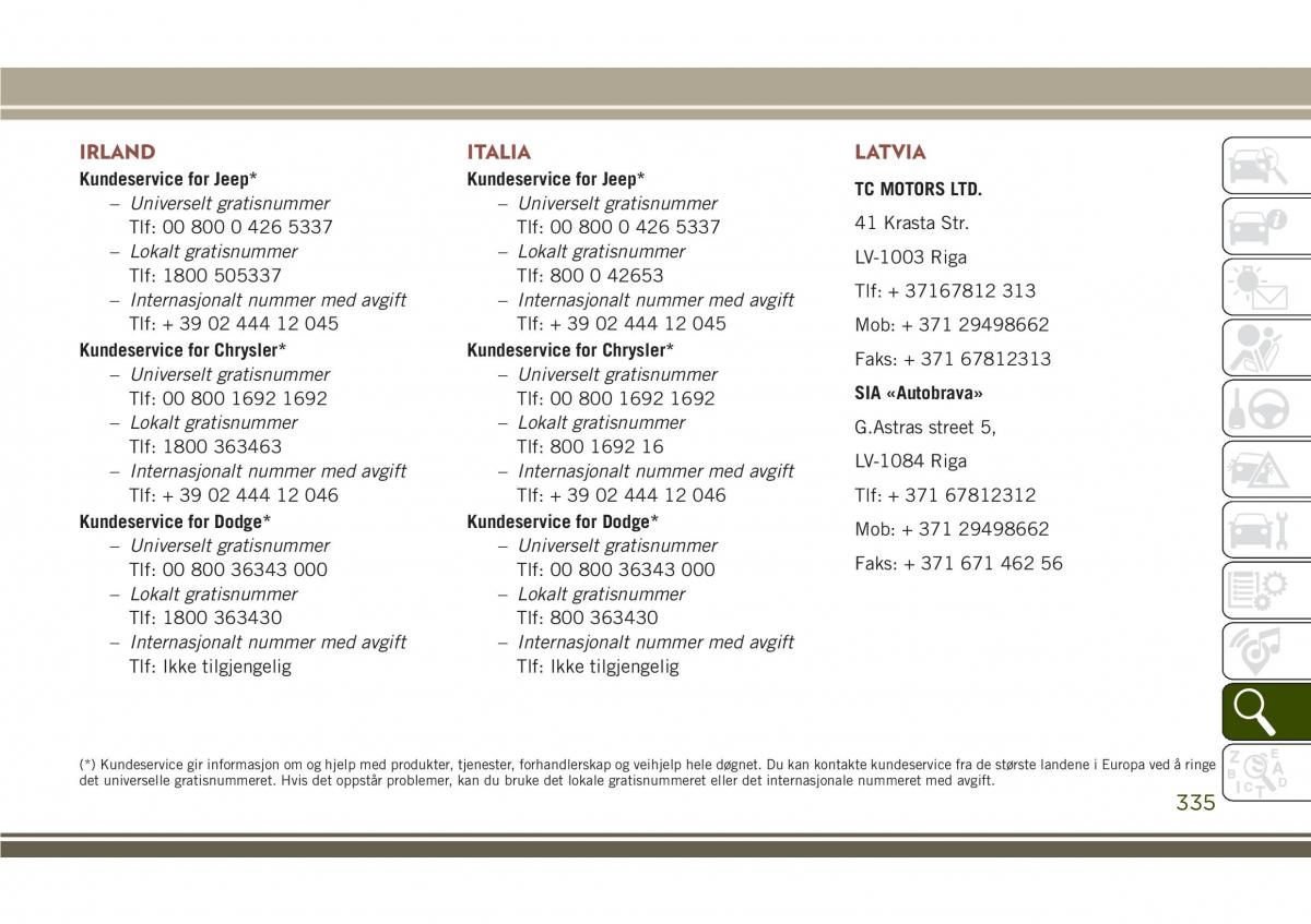 Jeep Compass II 2 bruksanvisningen / page 337