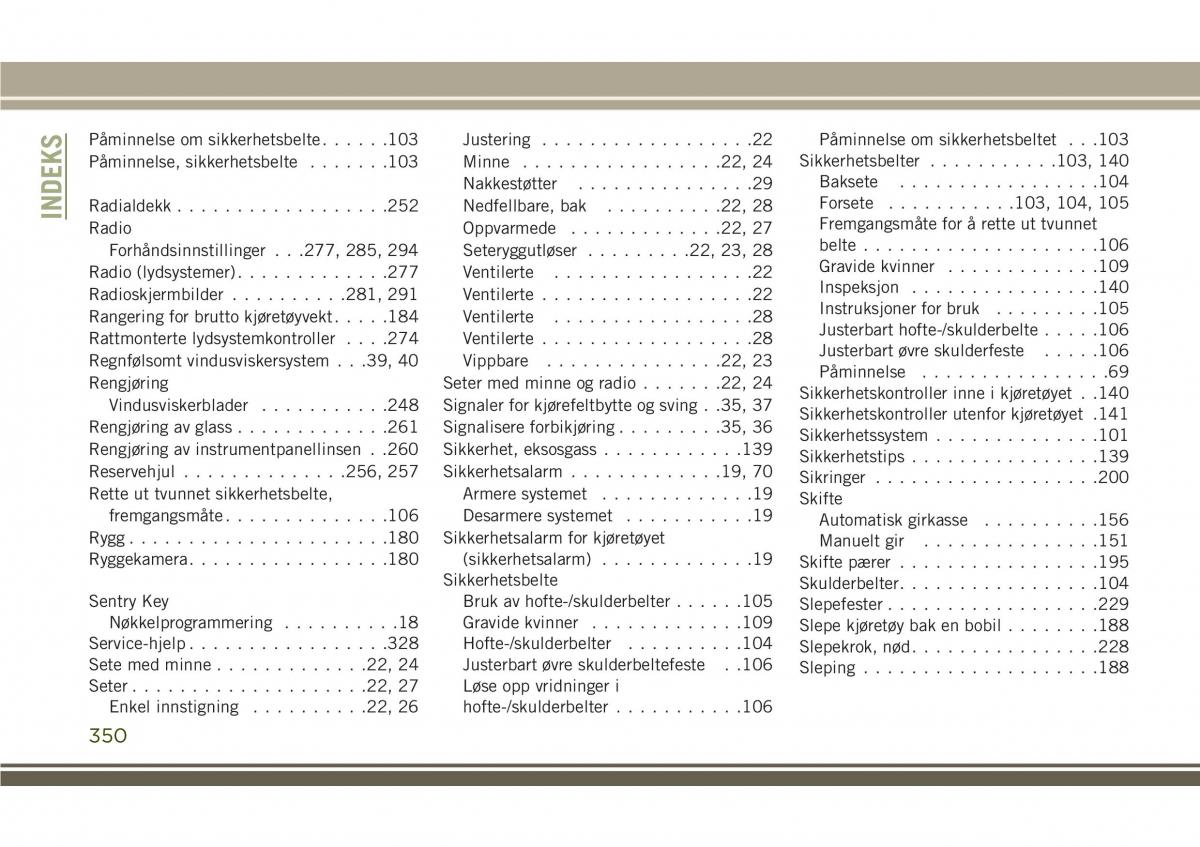 Jeep Compass II 2 bruksanvisningen / page 352