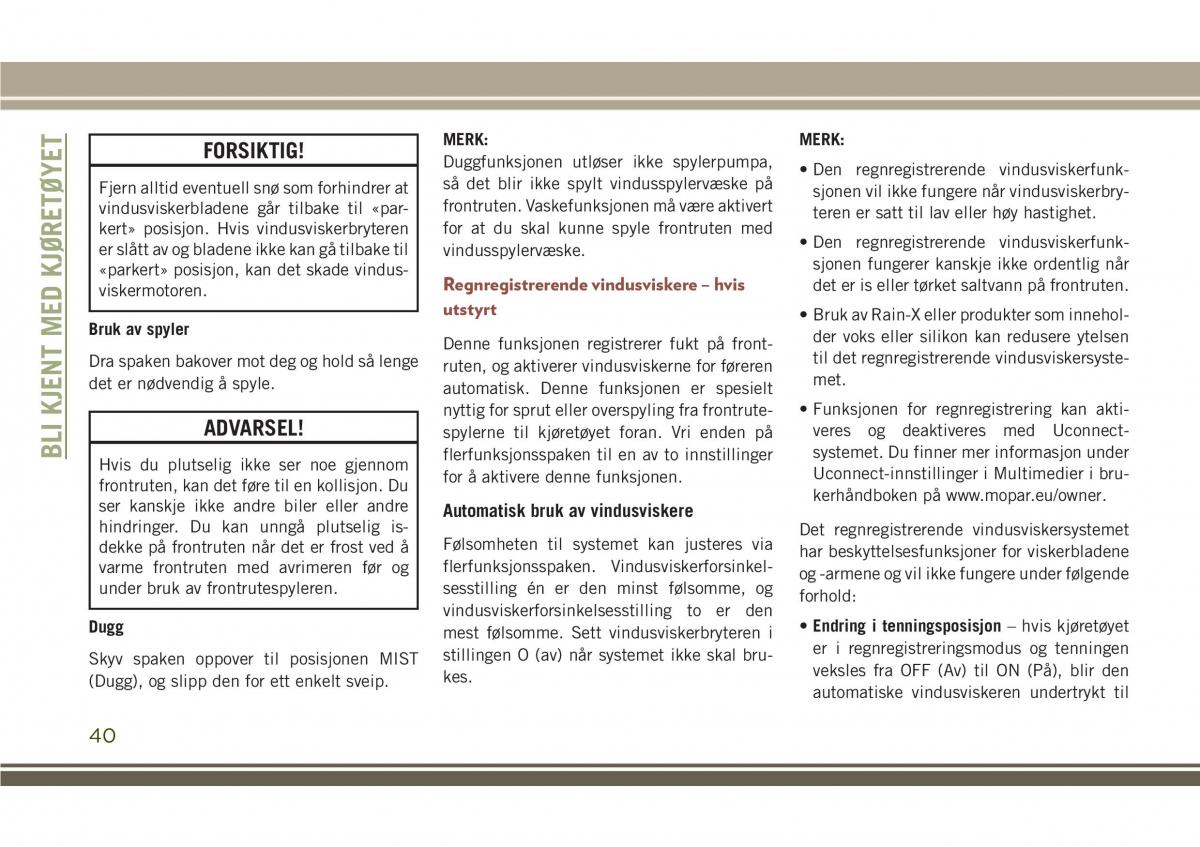 Jeep Compass II 2 bruksanvisningen / page 42