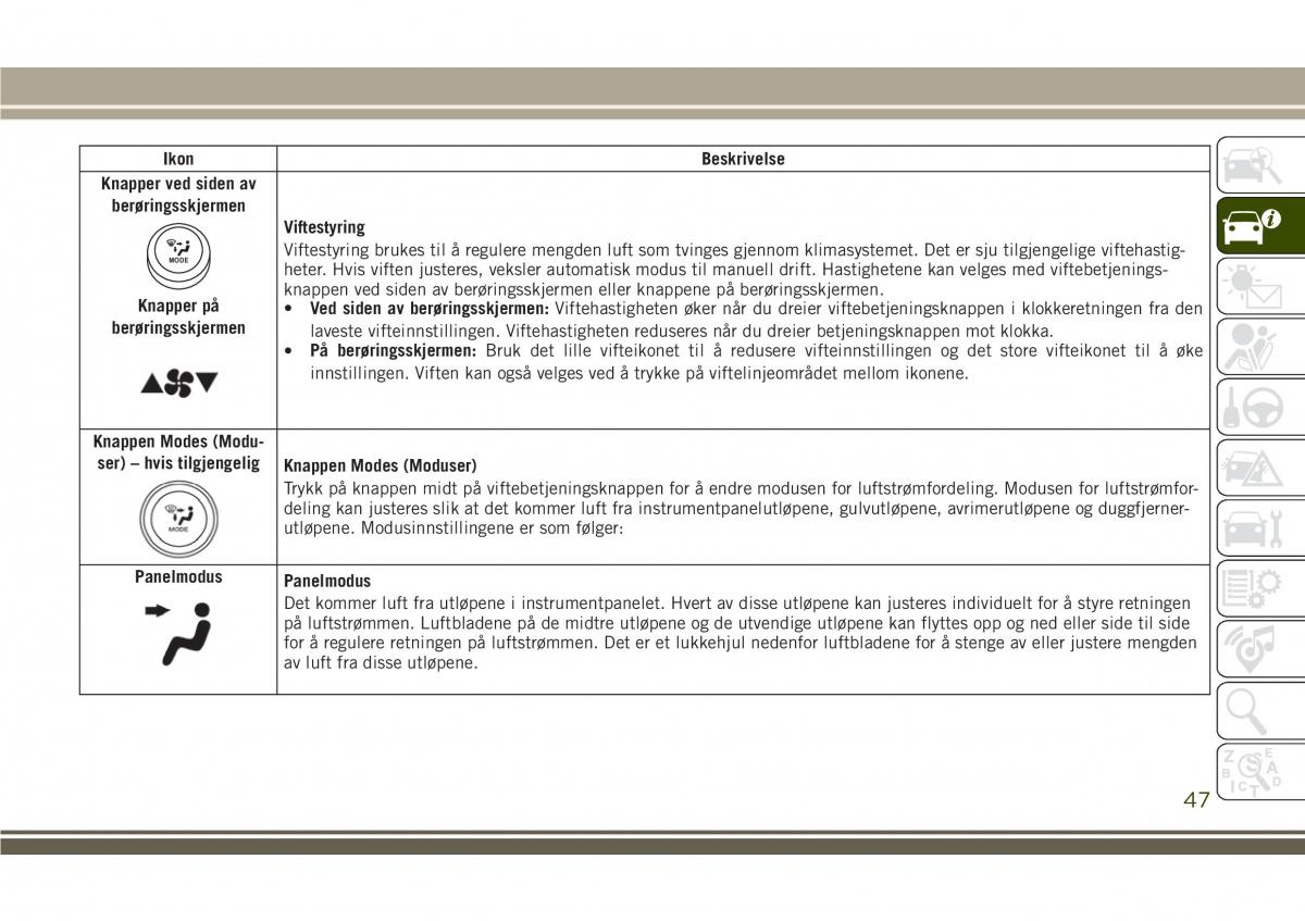 Jeep Compass II 2 bruksanvisningen / page 49