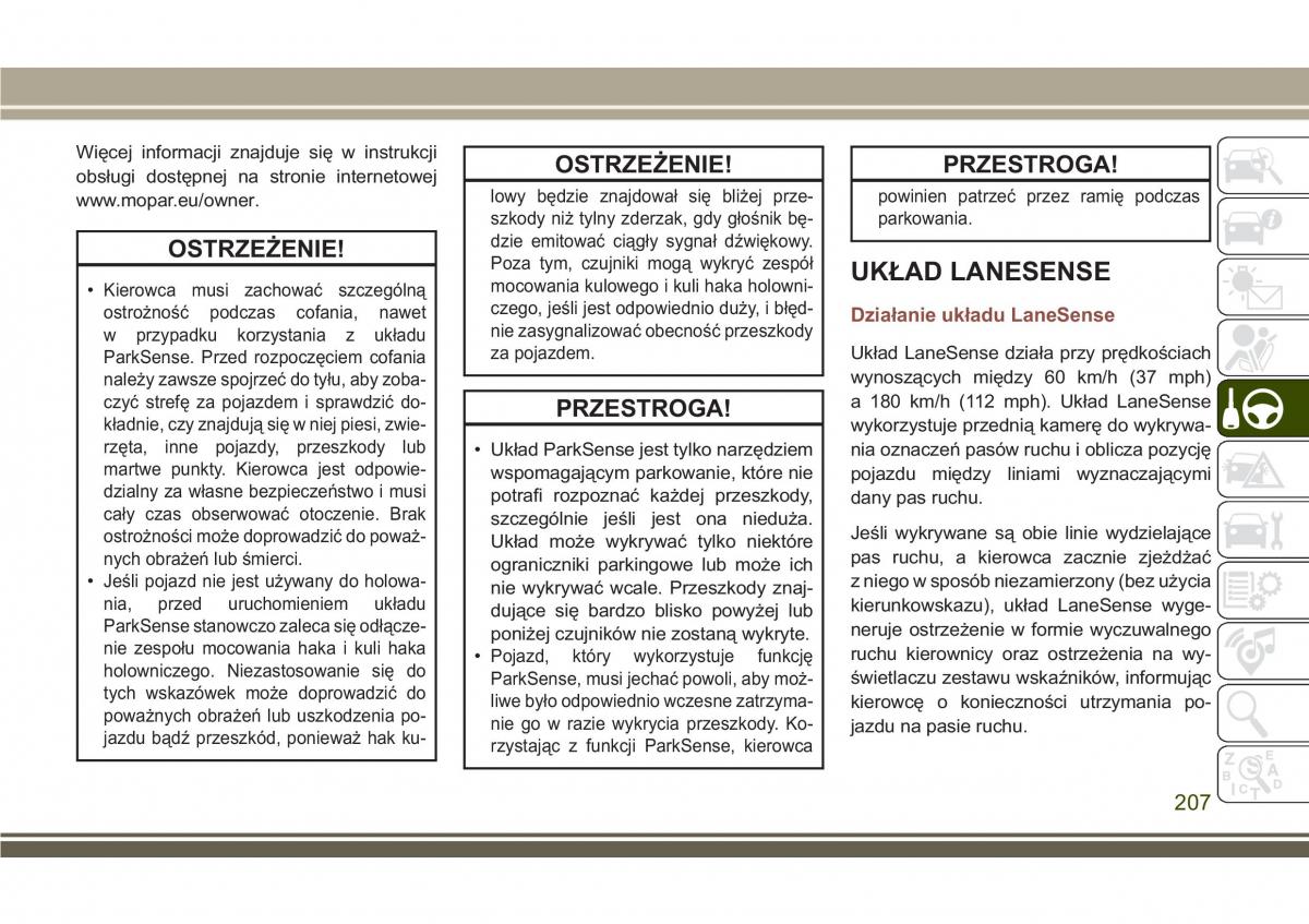 Jeep Compass II 2 instrukcja obslugi / page 209