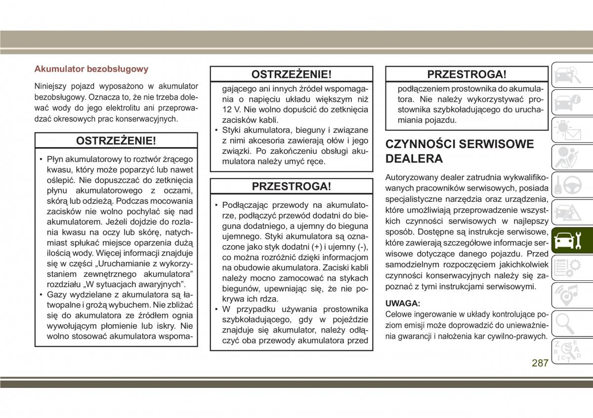 Jeep Compass II 2 instrukcja obslugi / page 289