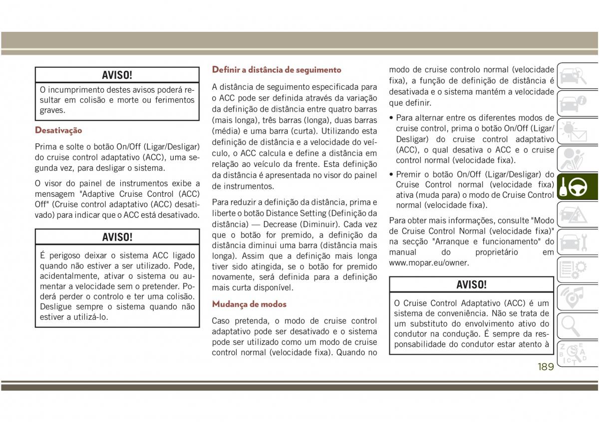 Jeep Compass II 2 manual del propietario / page 191