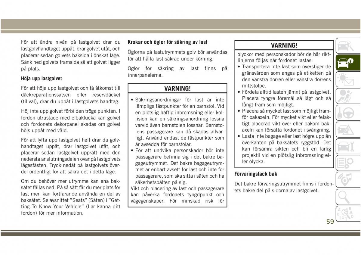 Jeep Compass II 2 instruktionsbok / page 61