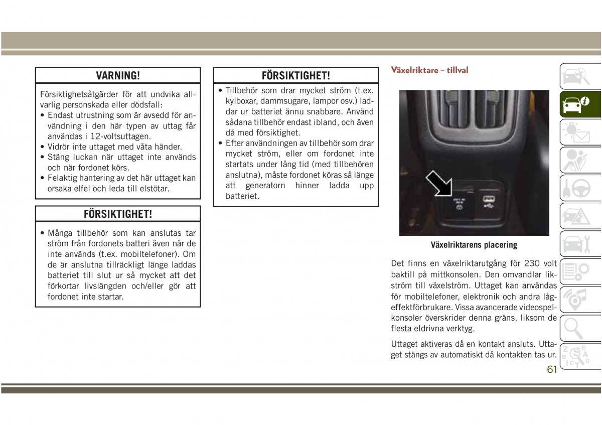 Jeep Compass II 2 instruktionsbok / page 63