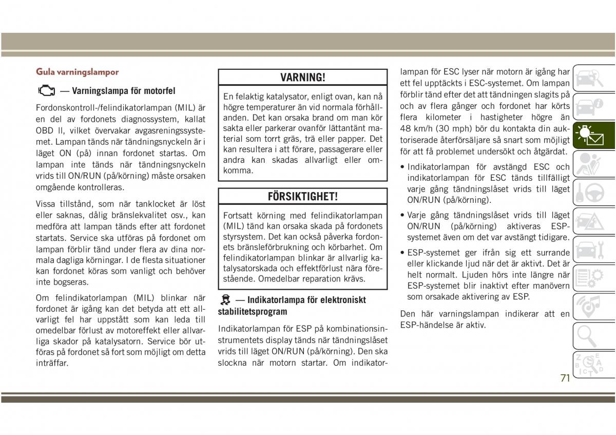 Jeep Compass II 2 instruktionsbok / page 73