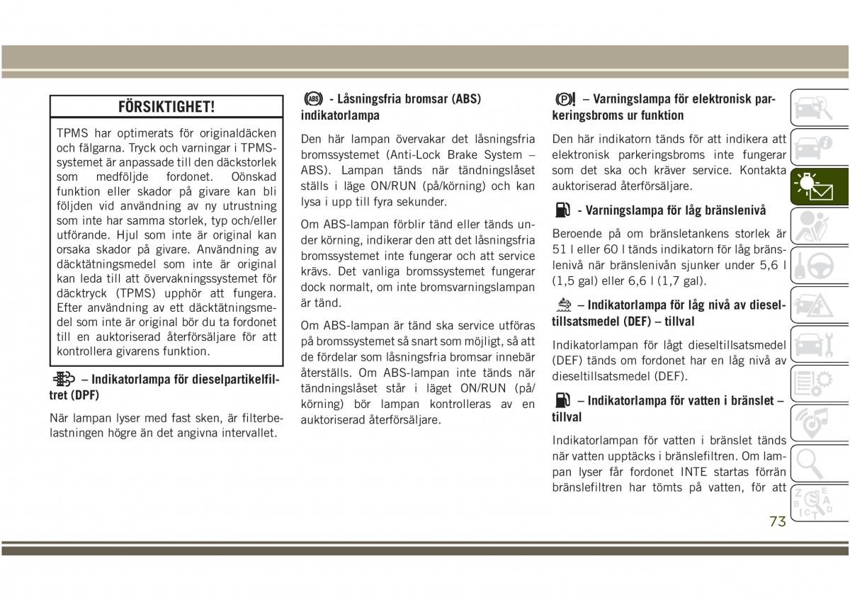 Jeep Compass II 2 instruktionsbok / page 75