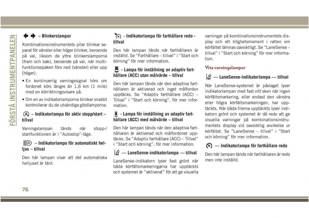 Jeep Compass II 2 instruktionsbok / page 78