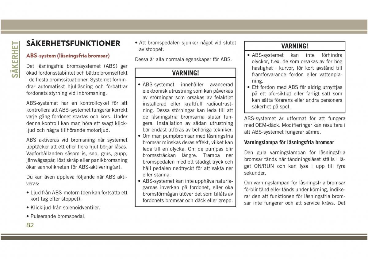 Jeep Compass II 2 instruktionsbok / page 84