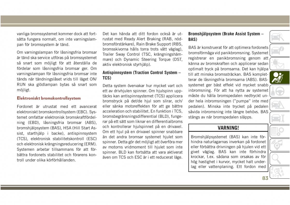 Jeep Compass II 2 instruktionsbok / page 85