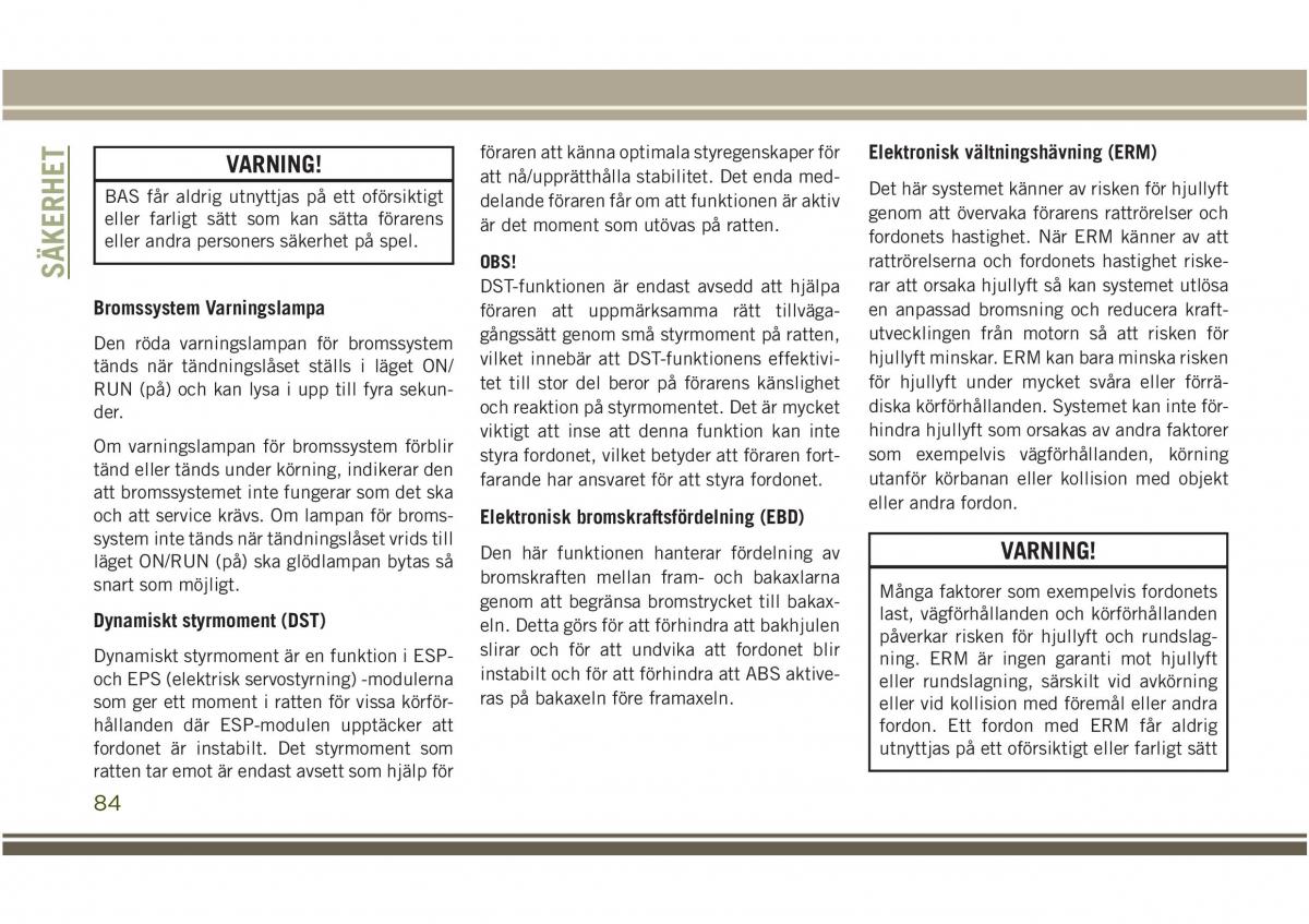 Jeep Compass II 2 instruktionsbok / page 86