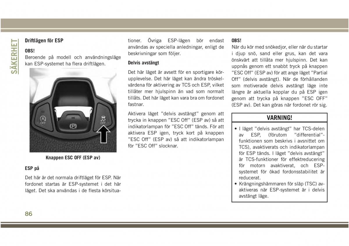 Jeep Compass II 2 instruktionsbok / page 88