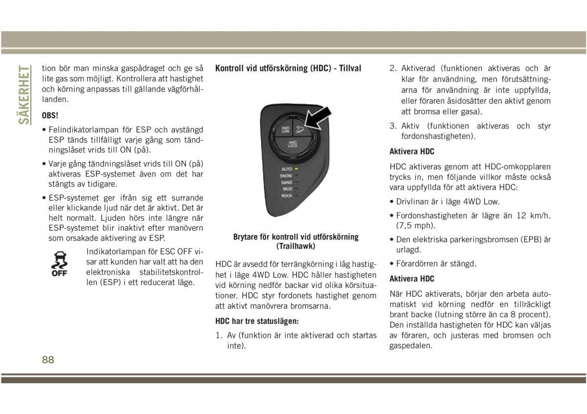 Jeep Compass II 2 instruktionsbok / page 90